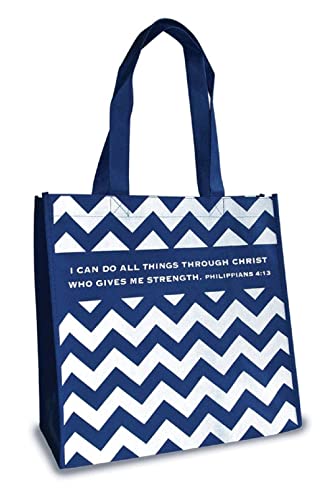 Divinity Boutique Non-woven fabric Chevron Print Eco Tote Bag - Philippians 4:13 