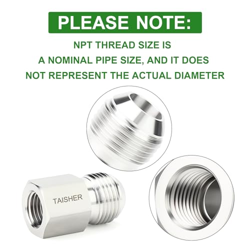 Image of 5PCS Forging of 304 Stainless Steel JIC Flare Tube Fittings, 1 /2 inch JIC Male x 3 /8 inch NPT Female, Half Union