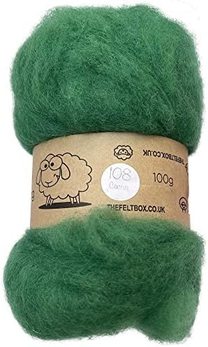 Carded Wool For Felting, Needle Felting Wool, Wool Batt, Craft Wool, Single Shade, 100 grams 3.5 Oz (Hint of Brown (101))