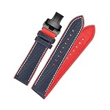 Cinturino for orologio in gomma fibra di nylon adatto for Casio/Ferrari/Porsche GT Cinturino impermeabile nero e rosso 22 mm(Blue Red - Black B,20mm)