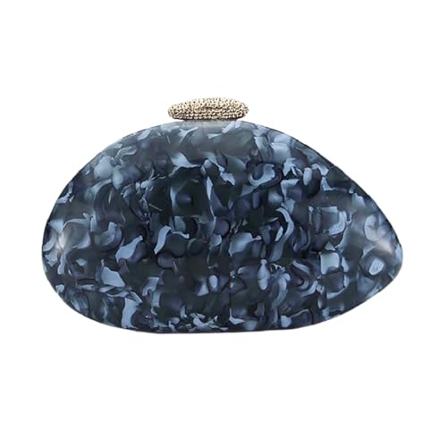Image of Women Acrylic Evening Clutch Chic Shell Purse Egg Handbag Marble Shoulder Crossbody Bag for Prom Cocktail Party