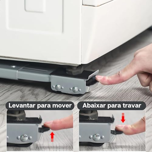 Suporte Com Rodinhas e Base Ajustável Para Geladeiras Máquinas De Lavar Fogão e Móveis Resistente Re