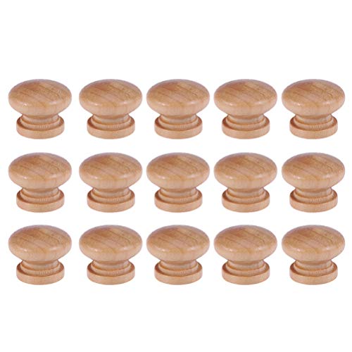 DOITOOL 30 Unids Pomo armario madera tiradores de muebles del cajón madera perillas de muebles Forma de Seta perillas del gabinete con Tornillos (2,8 x 2,8 x 2,4 cm, pequeños)