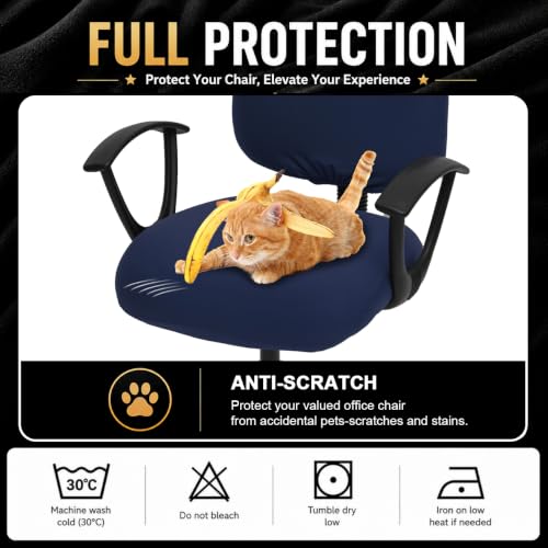 Image of DIVA EN CAMINO DEC Super Stretchable Desk Office Chair Seat Covers - Universal Spandex Computer Chair Slipcover - 180GSM Rotating Backrest Coverings Cushion Protectors for Dogs, Cats, Pets (Navy)