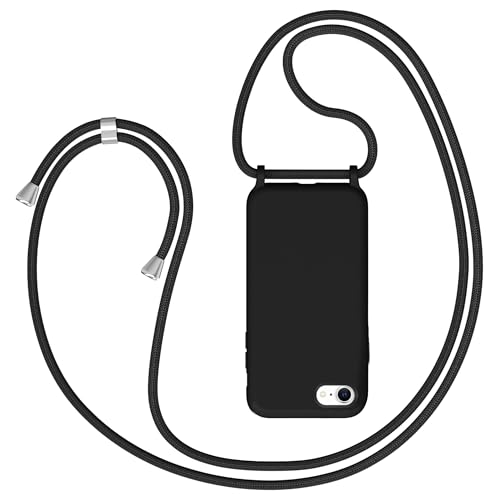 Coque pour iPhone 8 / iPhone 7 / iPhone SE 2020 avec Cordon, Collier Étui Silicone avec Tour de Cou Lanière en Corde, Réglable Amovible Lanyard, Souple Antichoc...