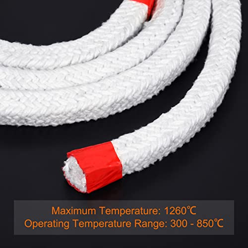 PATIKIL 6.57ft x 49/64" Ceramic Fiber Rope, Square Braided Rope High-Temperature Gasket Seal for Boiler Furnace Oven Kiln Casting White - Image 4