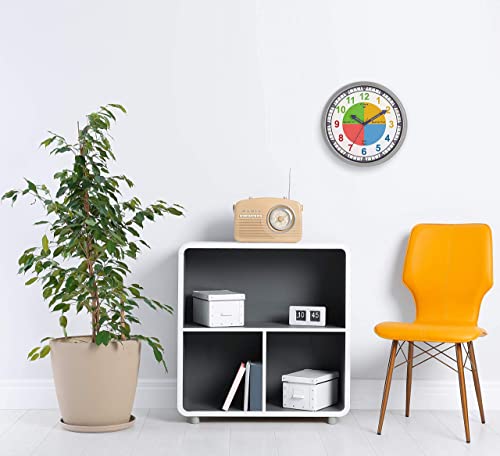 Bernhard Products 05037 Colorful Kids Wall Clock Teaching Time Telling Silent Non-Ticking Educational Learning Tool thumb #2