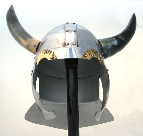 Redskytrader Mens Viking Helmet With Horns One Size Fits Most Silver #TOP4