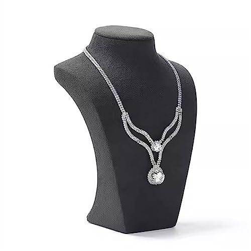 Friggqwe Fashion Enthusiasts Jewelry Display Bust, Black 3-Dimensional Necklace Mannequin Holder Stand for Retail Stores and Trade Shows Modern and Minimalist(21.5 * 11 * 31.5cm)
