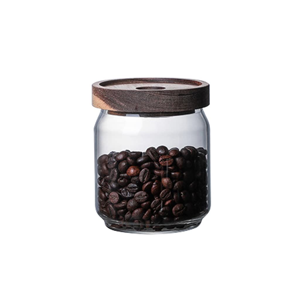 RJJ Barattolo for tappeto for tappeto in vetro da casa in legno di acacia con cereali di coperchio barattolo (Size : 500ml)