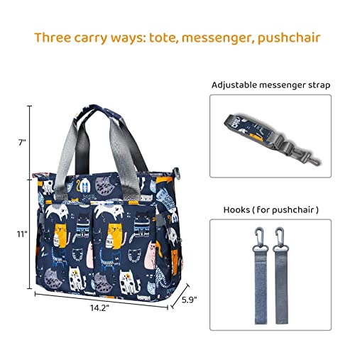 Diaper Bag Tote Purse Satchel Diaper Messenger With Insulated Pocket Multifunction Large Travel Diaper Tote For Mom And Dad Waterproof Diaper Bags For Boys And Girls(Cat Paradise) #TOP2