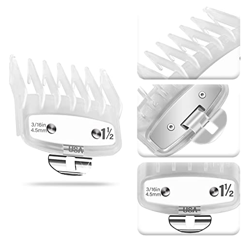 Professional Hair Clipper Guards Guides 2 Pcs Coded Cutting Guides #3170-400 - 1 1/2” And 1/2” Fits For All Wahl Clippers(Transparent-2 Pcs) #TOP2
