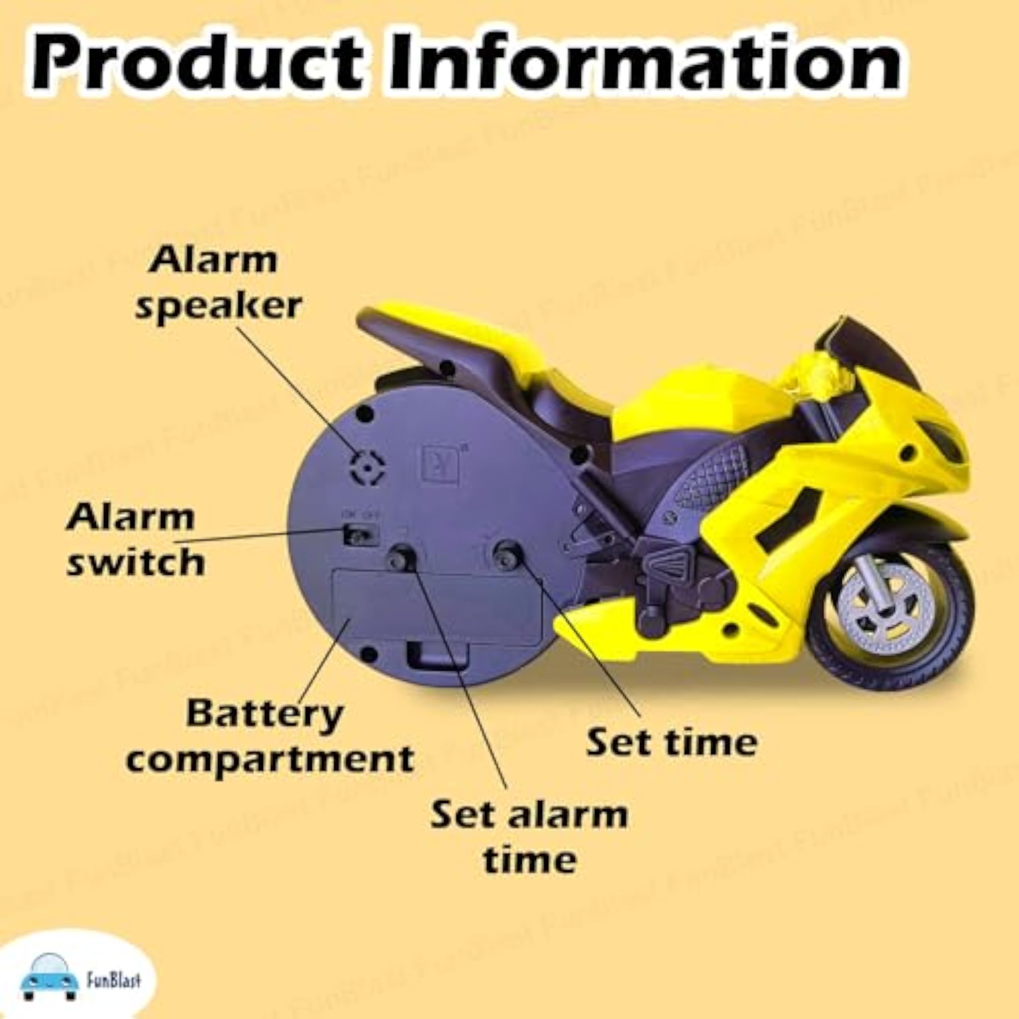 Motorcycle Clock, Stylish Analog Table Alarm Clock