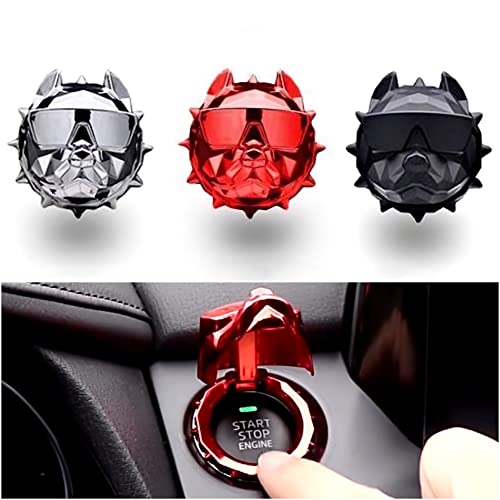 Cb 2-Pcs Of Push Start Button Cover, Cool Metal Decoration Protective Interior Accessories, Chrome Ring Switch Protective, Universal Car Pushbutton Cover, American Bully, Matt Black #TOP5