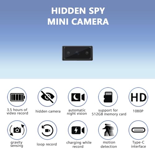 Hidden Camera Mini Spy Camera 1080P Small Security Camera, Tiny Portable Camera, Covert Nanny Cam, Indoor Home Office Security Cameras, Night Vision, Motion Detection, Gravity Sensor, Loop Record - Image 2