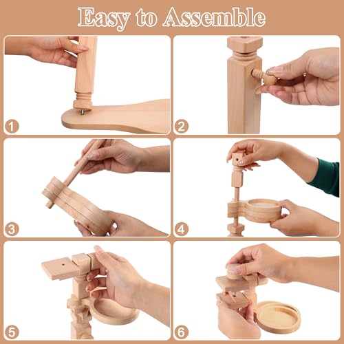 Embroidery Stand, Embroidery Holder with Storage Trays, Rotated Cross Stitch Stand Lap, Easy to Use Beech Wood Embroidery Hoop Holder, Hands Cross Stitch Stand for Art Craft Sewing Needlework Projects by guofa - Image 6