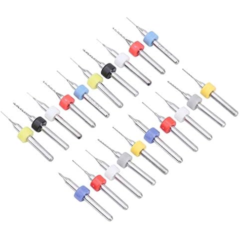PUSOKEI 20-teilige Bohrer Set Spiralflötenkarbid 0,1 mm - 1 mm zweischneidiger Mikrobohrer für Leiterplattenstein Cover