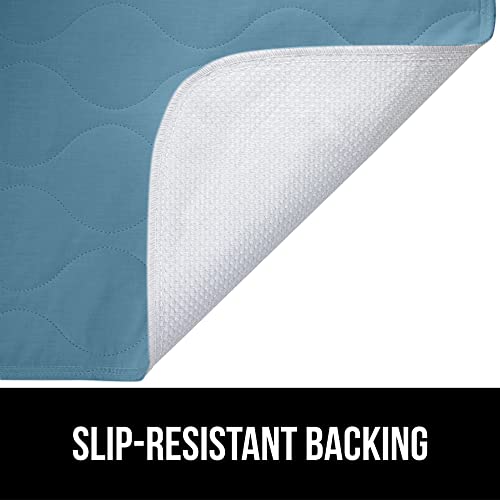 Gorilla Grip Washable And Reusable Underpads, Absorbent Leak Proof Bed Incontinence Pads, 34X36 2 Pack, Slip Resistant Bedwetting Pad Protector Absorbs Up To 8 Cups For Bedwetting, Adults, Kids, Blue #TOP4