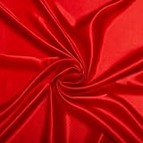 Fynite Charmeuse Satin Fabric | 2 Yards | 44' Wide | Silky Shiny Satin Fabric | Wedding Dress Fashion Crafts Costumes Decorations (Red, 2 Yard)