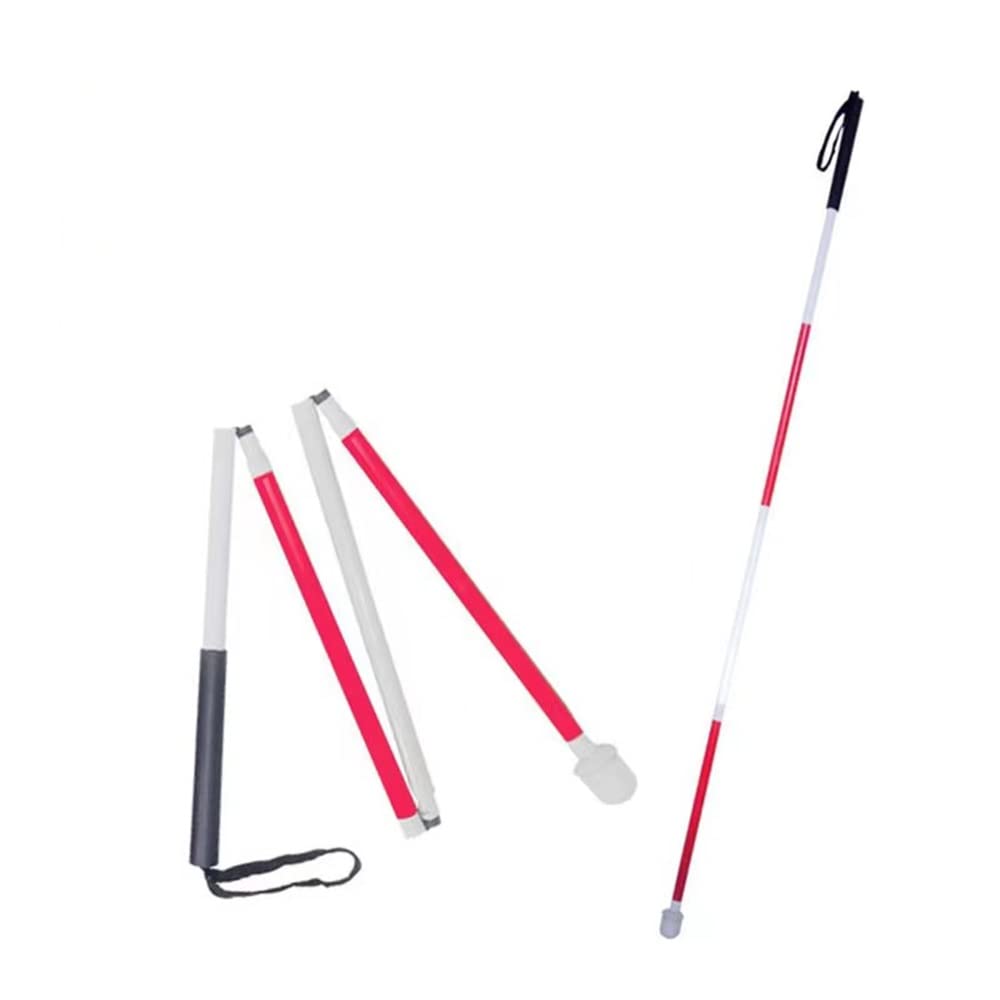 Bastón Plegable para Ciegos, bastón Ligero, muletas de Aluminio, bastón para Caminar con Cinta Reflectante roja, bastón de Movilidad para Ciegos con discapacidad Visual, 47 Pulgadas
