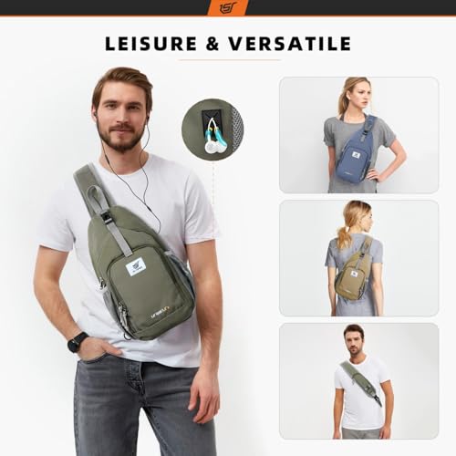 Image of SKYSPER Sling Bag RFID Crossbody Sling Backpack Cross Body Shoulder Bag Travel Hiking Daypack for Women Men(Light Taupe)
