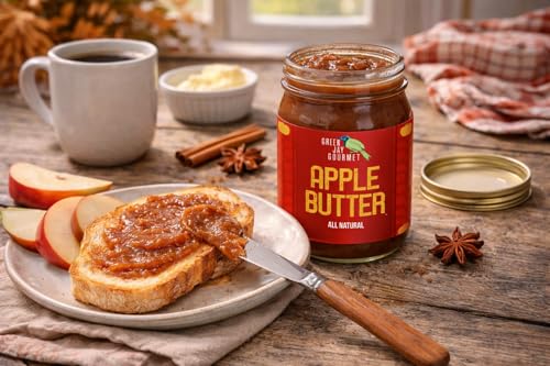 Green Jay Gourmet Low Sugar Apple Butter - All-Natural, Gluten-Free Fruit Spread - Apple Spread with Apples, Cinnamon & Spices - Gourmet Fruit Butter - No Added Sugar or Corn Syrup - 19 Ounces