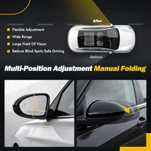 19-23 Black Left Driver Side Mirror Compatible with Volkswagen Jetta 2019-2023, W/Heated/Manual Folding/Blind Spot Door Mirror Assembly,Replace VW1320182 198074012590(5+2Pins) by HPEVA - Used condition - Image 4
