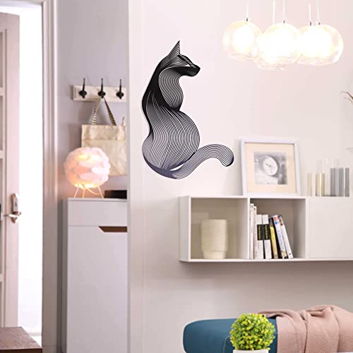 Annoomm Metal 18Inch Black Cat Wall Decor, Wall Mount Metal Wall Cat Sculpture, Contemporary Iron Artwork Decor For Home Living Room Decor (Black Cat) #TOP2