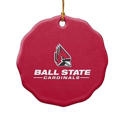 GRAPHICS & MORE Ball State Primary Logo Porcelain Scalloped Holiday Christmas Tree Ornament - 2.8