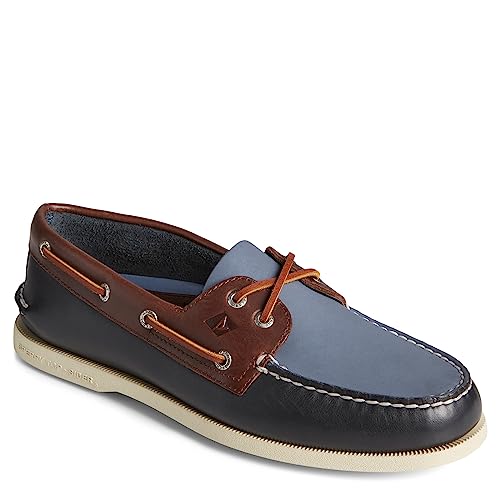 Image of Sperry Men's Authentic Original 2-Eye Boat Shoe, Navy Multi, 8