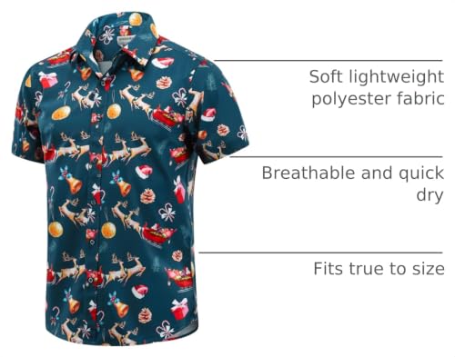 J&Amp;Dhuasha Christmas Hawaiian Shirt For Men Short Sleeve Button Down Santa Vacation Dress Shirts 4 J&Amp;Dhuasha Christmas Hawaiian Shirt For Men Short Sleeve Button Down Santa Vacation Dress Shirts - Image 5