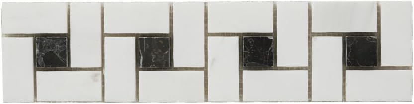 Mosaic Ganesh Marble Natural Stone Mosaic Border Wall Decoration for Kitchen and Bathroom Wallpaper Border Nida (30.5 cm x 7.5 cm x 1 cm)