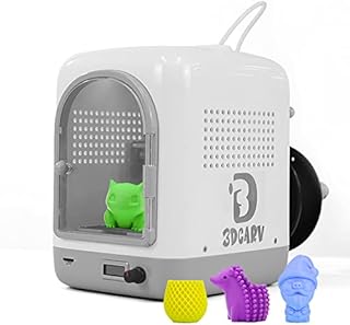 FDM 3D Printer, Mini 3D Printer for Kids, Assembled with PLA Filament Removable Platform Nozzle TF Card OLED Resume Printing High Precision High Speed Printing Size 80x80x80mm for Home Use (White)