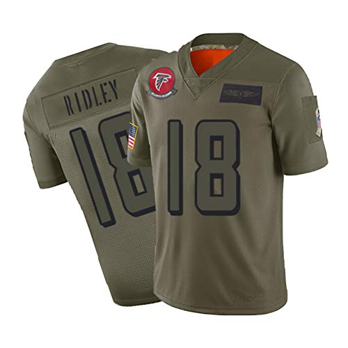SSDS Maglia da Rugby Ridley # 18 Falcons Maglia da Football Americano Ricamata Manica Corta Fan Unisex Maglie Traspirante t-Shirt da Competizione Abbigliamento Sportivo-XXL