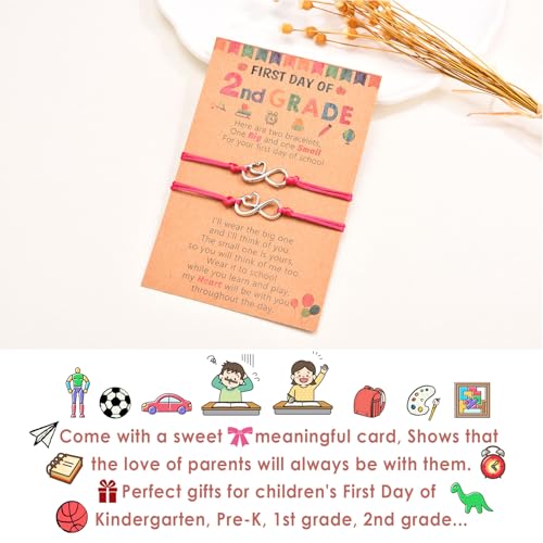 Back To School Bracelet for Girls Boys Daughter Son from Mommy, Adjustable Bracelet for School Girls Boys, Cute Dinosaur/Heart/Butterfly/Bear Bracelets Gifts Stuff Supplies2