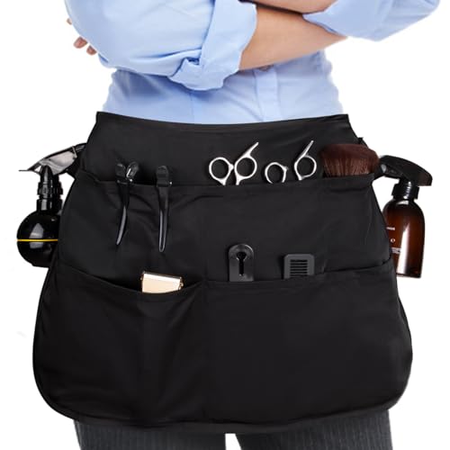 Noverlife Hair Stylist Waist Apron with 5 Pockets & Adjustable Belt, Hair Resistant Bleach-proof Hairdresser Half Waist Apron, Short Length Salon Barber Hairstylist Tool Belt Aprons for Men Women Noverlife Hair Stylist Waist Apron with 5 Pockets & Adjustable Belt, Hair Resistant Bleach-proof Hairdresser Half Waist Apron, Short Length Salon Barber Hairstylist Tool Belt Aprons for Men Women