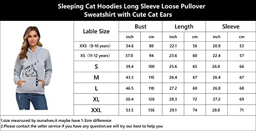 RGOSME Cat Hoodie for Women Girls I\'m a Cat Hoodie Cute Sleeping Cat Pullover Sweatshirt (Grey,M)