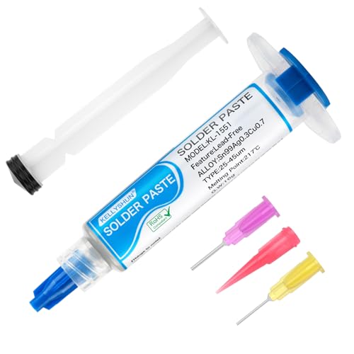 KELLYSHUN Sn99/Ag0.3/Cu0.7 Solder Paste, 5ML Syringe No-Clean Lead-Free Soldering Paste, 217°C Melting Point High-Temperature Solder Paste,Solder Paste for Electronics