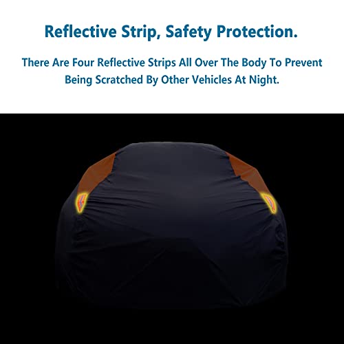 Image of MORNYRAY Waterproof Car Cover All Weather Snowproof UV Protection Windproof Outdoor Full car Cover, Universal Fit for Sedan (Orange, A4-Fit Sedan Length(186-193 inch)