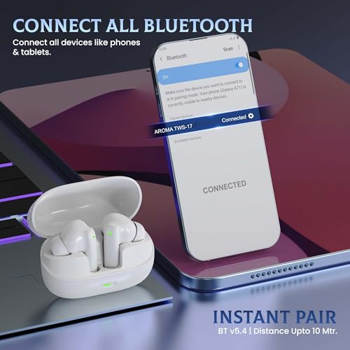 Image of AROMA TWS17 Edge - V5.4 Upto 60Hr Playtime*, ENC, Dual Paring, Fast Charging, Heavy Bass Bluetooth