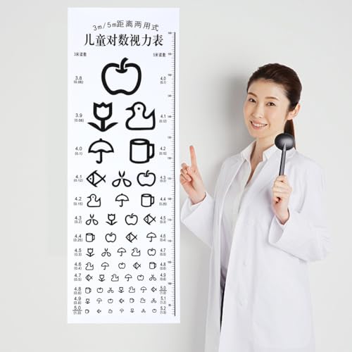 Image of Boy Girl Eye Chart Visual Testing Chart for Home School Test with Red and Measures Visual Acuity