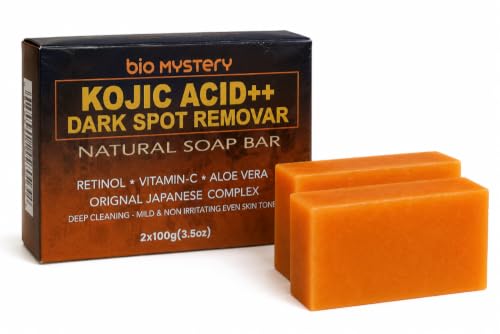 Image of Kojic Acid Natural Soap Bars (2-Pack) | Japanese-Inspired Skin Brightening Soap with Kojic Acid, Vitamin C, Retinol, Aloe & Turmeric - 2 x 100 g