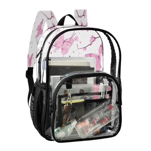 Mochila transparente resistente con múltiples bolsillos para seguridad 2