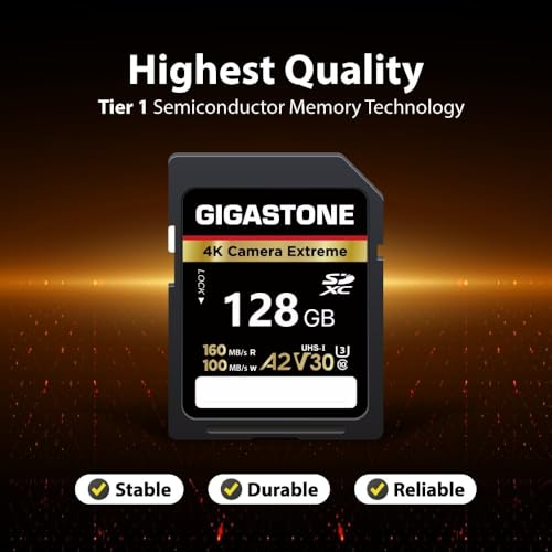 Image of [5-Yrs Free Data Recovery] GIGASTONE 128GB SD Card 2-Pack, 4K Camera Extreme, UHS-I A2 V30 U3 C10 SDXC Memory Card High Speed, Speed up to 170MB /s, Compatible with Pentax Kodak Olympus Digital Camera