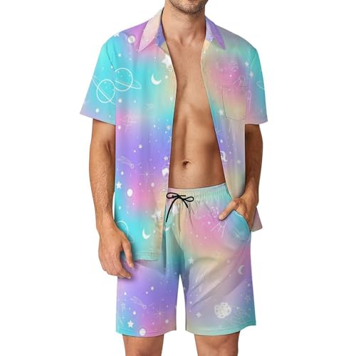 Ensemble Chemise Hawaïenne Ciel Étoilé Idéal pour Rester Frais et Stylé à la Plage en Taille S
