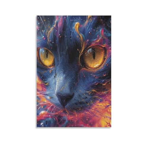 Impression sur toile chat mignon décoration murale premium de qualité 50x75cm