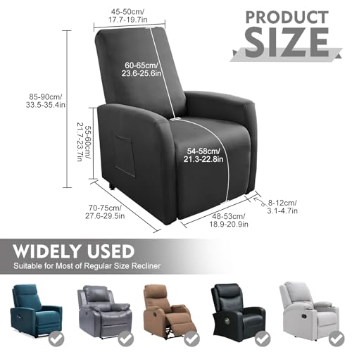 WMYYLX Stretchhusse für Relaxsessel, Generisch wasserdichte Sessel überzug Stretch, 4-Teilig Sessel überzug Stretch mit 2 Taschen, für Fernsehsessel Liege Sessel (Dunkelgrau)