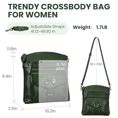 Image of HESHE Leather Crossbody Bags for Women Shoulder Handbags Satchel Purse | Spacious Medium Crossover Shoulder Purse with Adjustable Sling Straps Lightweight Hobo Bags for Work,Travel and Daily Use