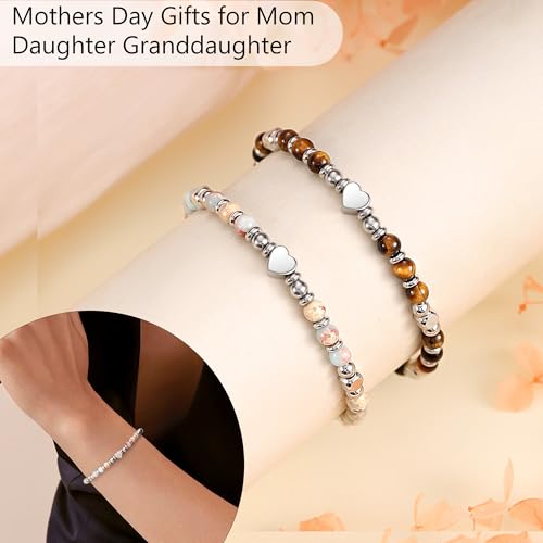 Daughter Gifts from Mom Bracelet, Granddaughter Gifts from Grandma Bonus Mom Gift Nature Stone Bead Bracelet Jewelry Birthday Gift Sister Easter Stocking Stuffers for Teens Women3