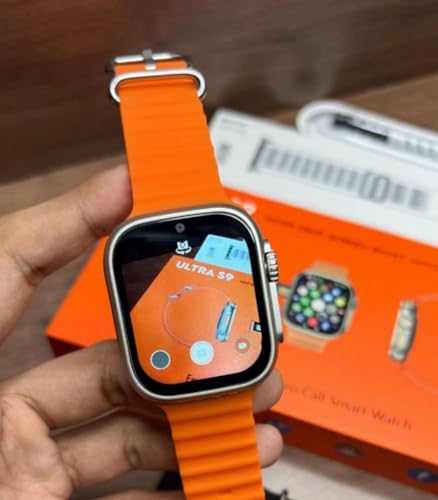 Image of Neotech S9 4G /5G SIMCARD Android Smart Watch with Dual 5 Megapixel Camera, 32 GB RAM+264 GB Memory, High-Resolution Lens, Orange & Black Silicone Strap